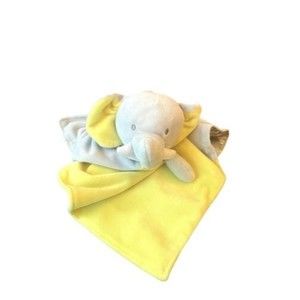 Okie Dokie Elephant Lovey Blankie Baby Blanket Plush 15” X 15” Yellow Gray